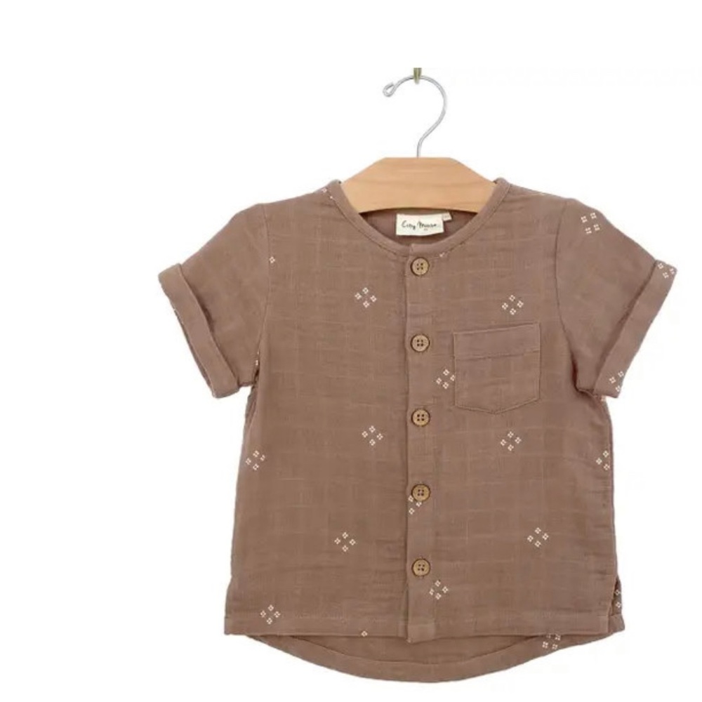 Button Down Boy Shirt- Diamonds